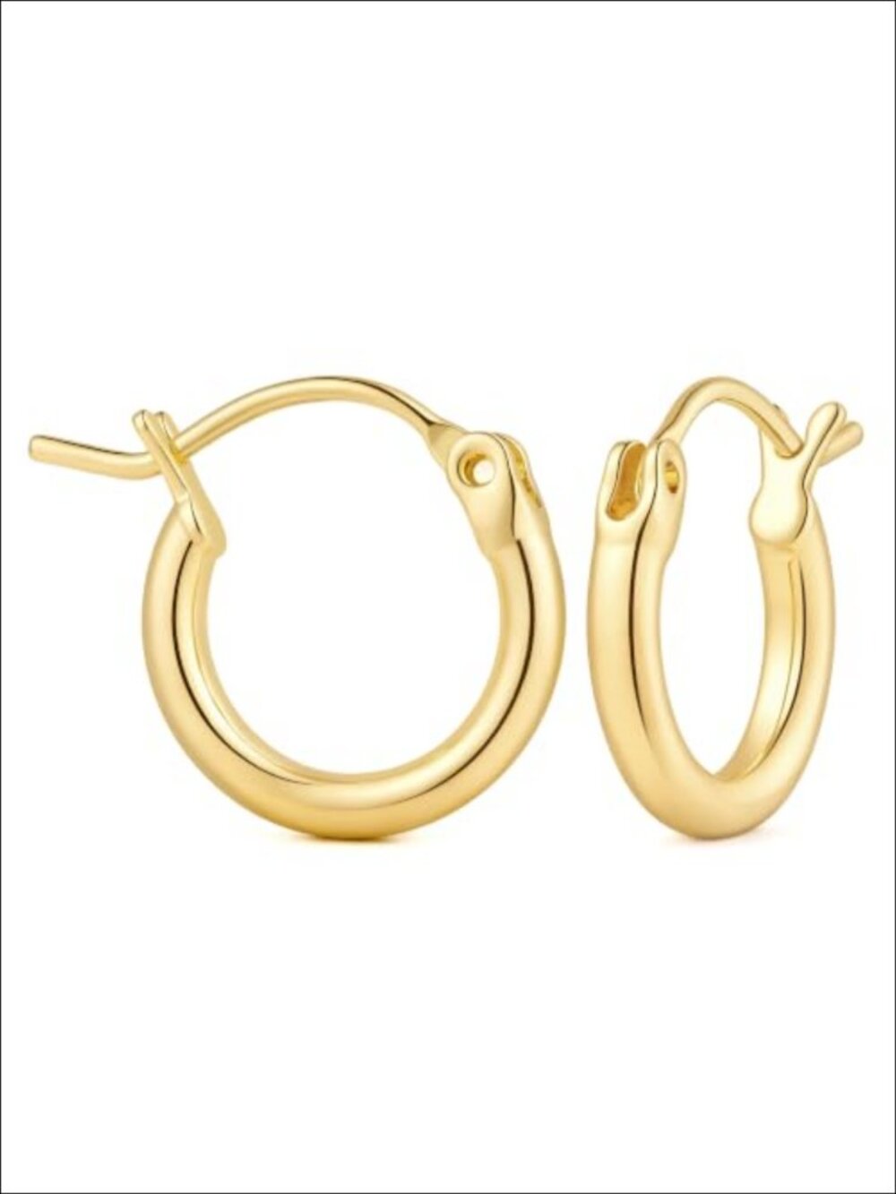 14K Gold Plated Huggie Hoop Earrings Hinged Back Women Everyday